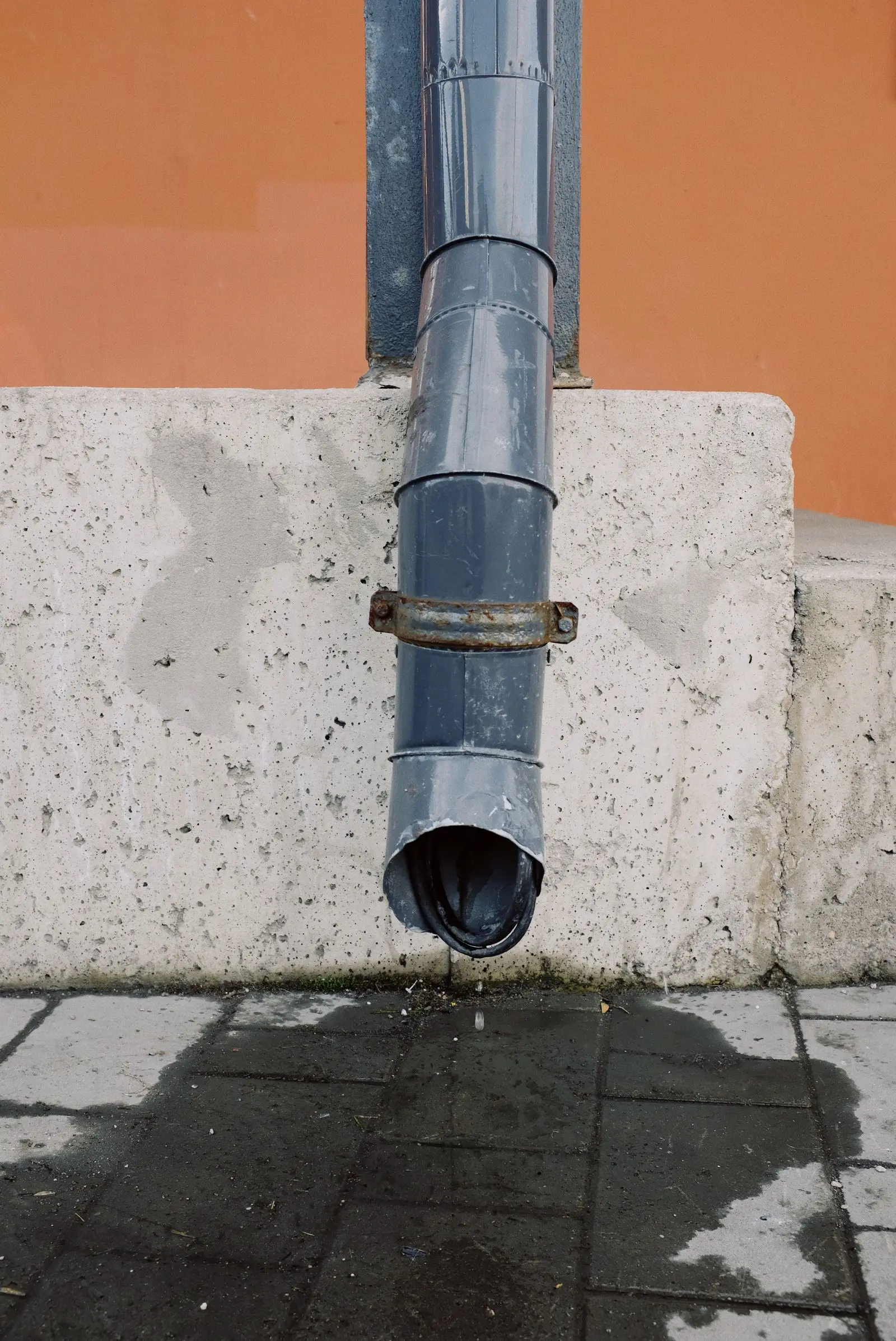 Drain pipe running down the outside wall of a house